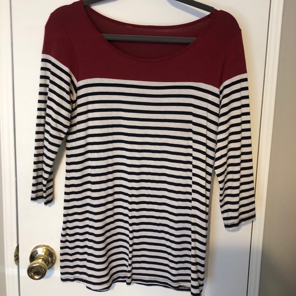 Quarter length blouse, wide neck